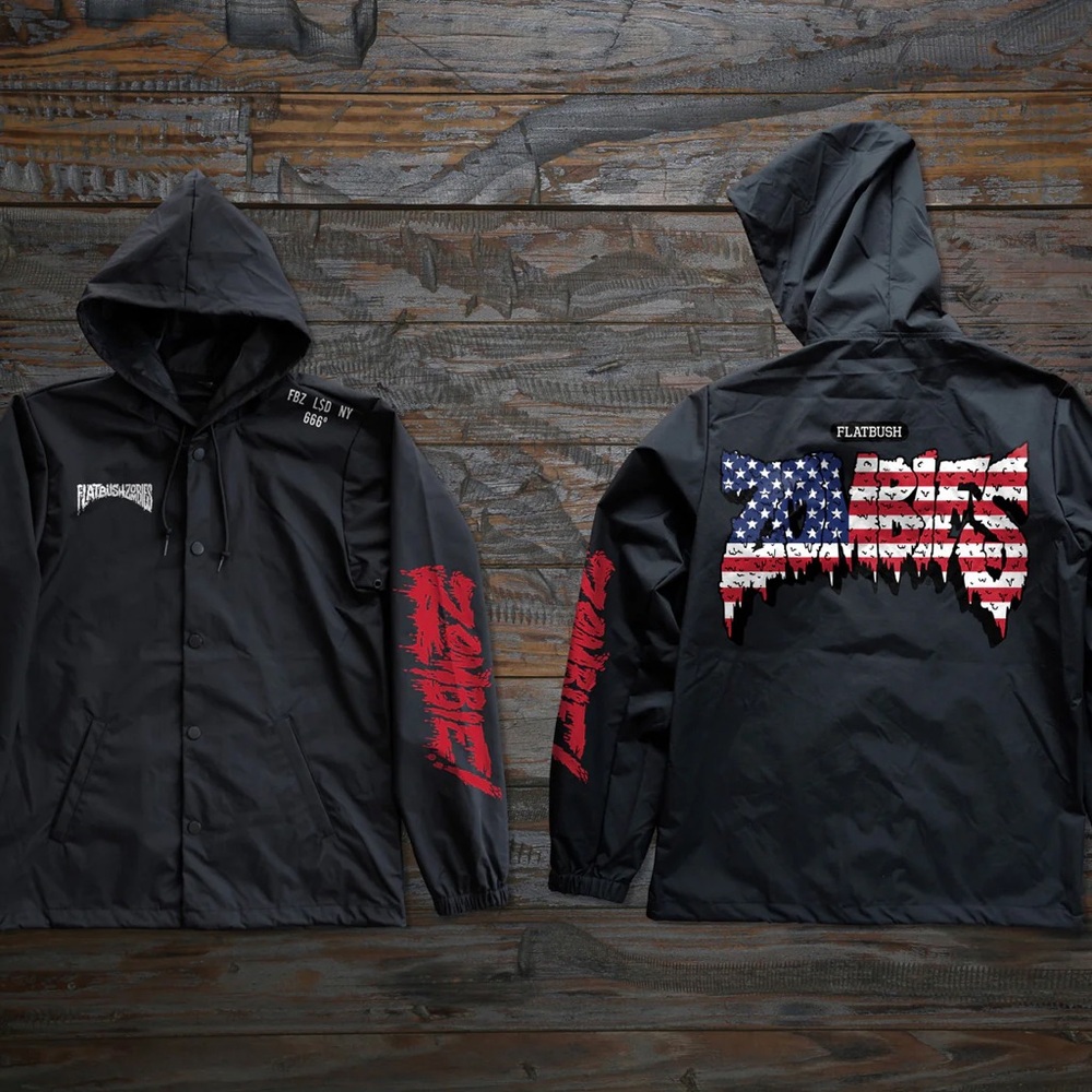 Flatbush Zombies ‘Merica Windbreaker Jacket with Red White and Blue Graphics - L